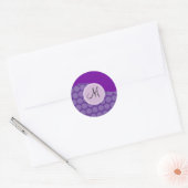 Aangepaste monogram Initiaal Paarse pootwolf Ronde Sticker (Envelop)