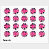 Aangepaste monogram Initiaal Paarse roze vlakte Ronde Sticker (Vel)