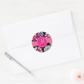 Aangepaste monogram Initiaal Paarse roze vlakte Ronde Sticker (Envelop)