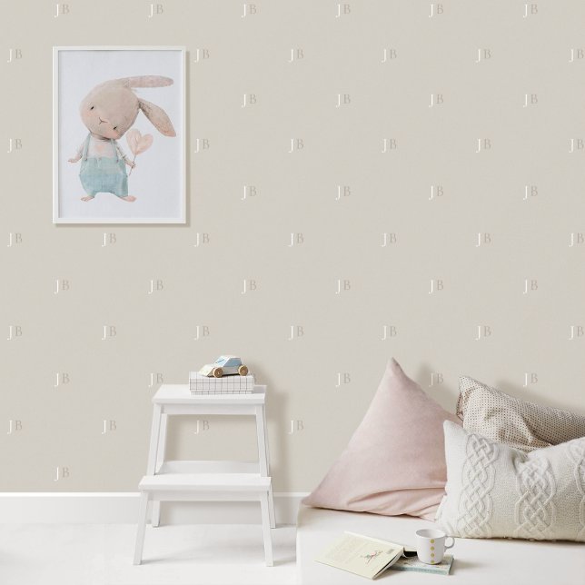 Aangepaste Monogram Initiaal Patroon Greige Grijs  Behang (Creator heeft geüpload)