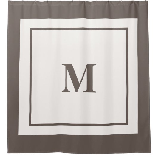 Aangepaste Monogram Initiaal Taupe Brown Douchegordijn (Voorkant)
