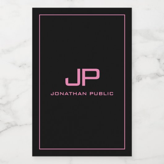 Aangepaste Monogram Initiaal Tekst Eenvoudige Sjab Wijn Etiket (Enkel label)