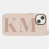 Aangepaste monogram initialen boho blush minimalis iPhone hoesje (Achterkant horizontaal)