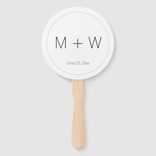 Aangepaste monogram initialen datum Foto bruiloft Handwaaier (Voorkant)