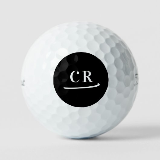 Aangepaste Monogram Initialen Eenvoudig Modern Zwa Golfballen (Voorkant)