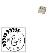 Aangepaste Monogram Initialen Huwelijkskrans Kunst Rubberstempel (Gestempeld)