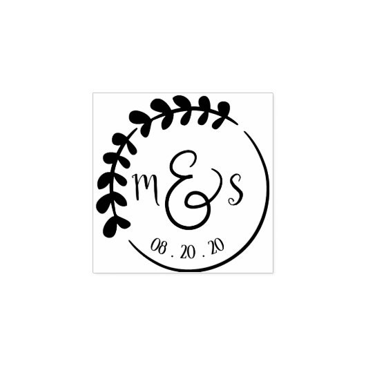 Aangepaste Monogram Initialen Huwelijkskrans Kunst Rubberstempel (Afrduk)