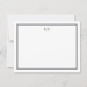 Aangepaste monogram Initialen met grijs kader Notitiekaartje (Voorkant)