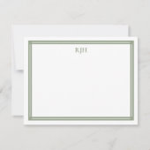 Aangepaste monogram Initialen met Sage Green Borde Notitiekaartje (Voorkant)