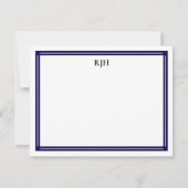 Aangepaste monogram Initialen met zwart-witrand Notitiekaartje (Voorkant)