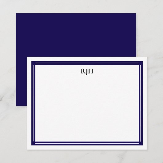 Aangepaste monogram Initialen met zwart-witrand Notitiekaartje (Voorkant / Achterkant)