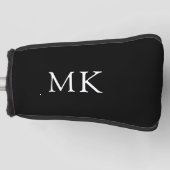 Aangepaste monogram Initialen Modern Black Golfheadcover (Voorkant)