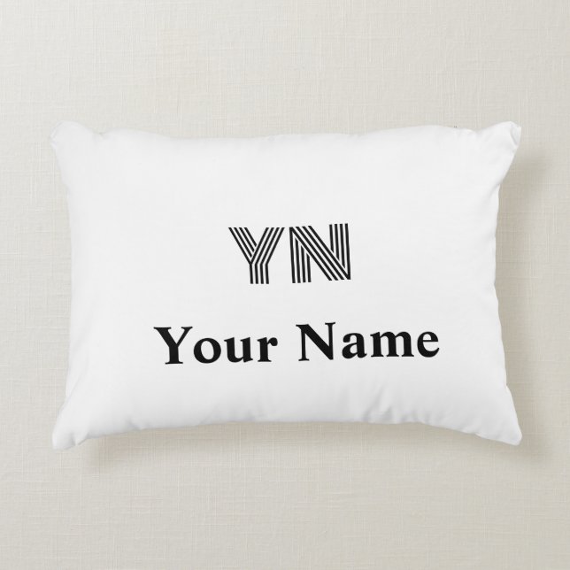 Aangepaste Monogram Initialen Naam Accent Kussen (Voorkant)