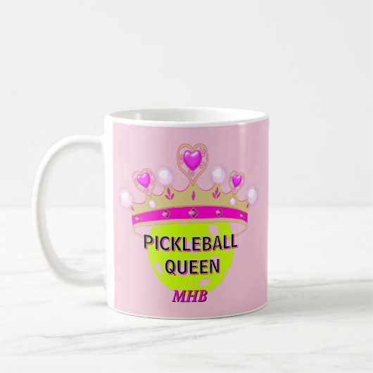 Aangepaste Monogram Initialen Pickleball Queen Koffiemok (Links)