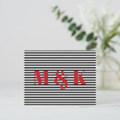 Aangepaste monogram initialen rode zwarte witte st briefkaart (Staand voorkant)