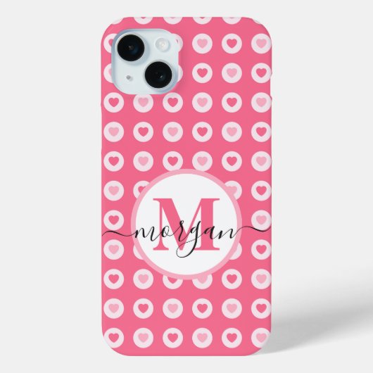 Aangepaste Monogram Initialen Roze Harten Case-Mate iPhone Case (Achterkant)