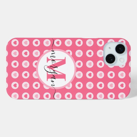 Aangepaste Monogram Initialen Roze Harten Case-Mate iPhone Case (Achterkant (horizontaal))