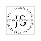 Aangepaste monogram Initialen Volledige naam Retou Rubberstempel (Afrduk)