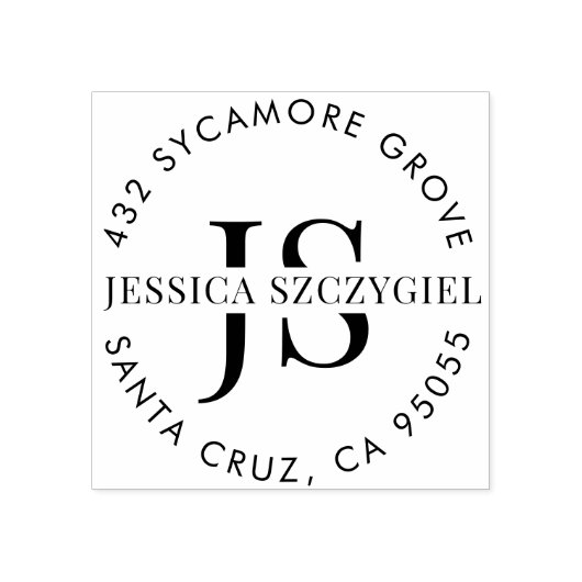 Aangepaste monogram Initialen Volledige naam Retou Rubberstempel (Afrduk)