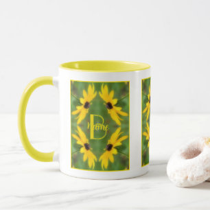 Aangepaste monogram initiële naam Black Eyed Susan Mok