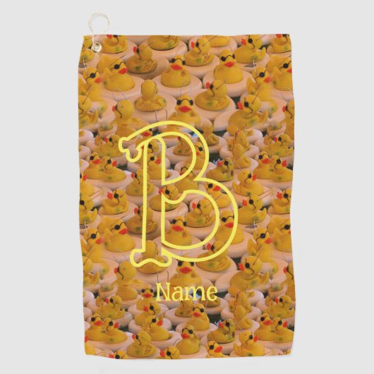 Aangepaste monogram initiële naam Mooie rubberen e Golfhanddoek (Voorkant)