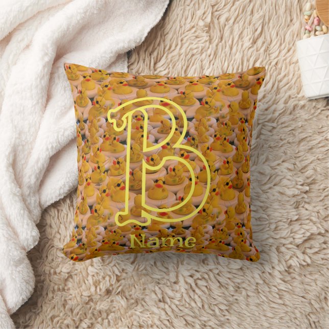 Aangepaste monogram initiële naam Mooie rubberen e Kussen (Deken)