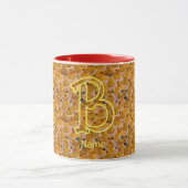 Aangepaste monogram initiële naam Mooie rubberen e Mok (Midden)