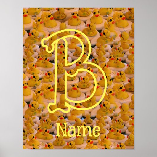 Aangepaste monogram initiële naam Mooie rubberen e Poster (Voorkant)