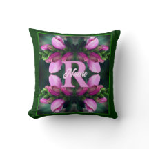 Aangepaste monogram initiële naam Roze bloemkunst