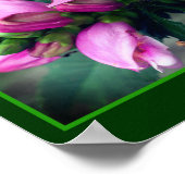 Aangepaste monogram initiële naam Roze bloemkunst Poster (Hoek)