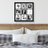 Aangepaste Monogram Instagram Foto's Collage Canvas Afdruk (Insitu (Slaapkamer))