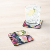 Aangepaste Monogram Jewel Tone Waterverf Bloemen Bier Onderzetter (Rechterzijde)