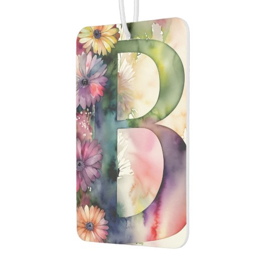 Aangepaste Monogram Jewel Tone Waterverf Bloemen Luchtverfrisser (Links)