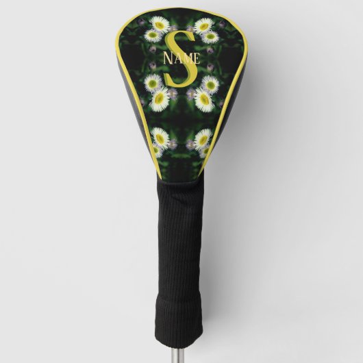 Aangepaste Monogram Jouw Initiële Naam Madeliefjes Golfheadcover (Voorkant)