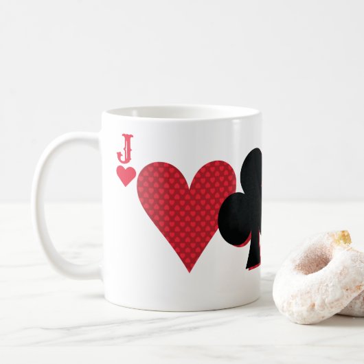 Aangepaste monogram Kaart Bridge & Poker afspelen Koffiemok (Met donut)