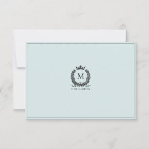 Aangepaste  Monogram kaart met grote afmetingen Notitiekaartje
