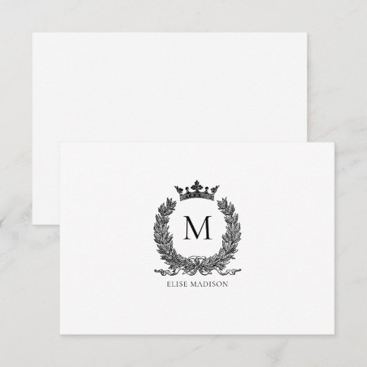 Aangepaste Monogram kaart met grote afmetingen Notitiekaartje (Voorkant / Achterkant)