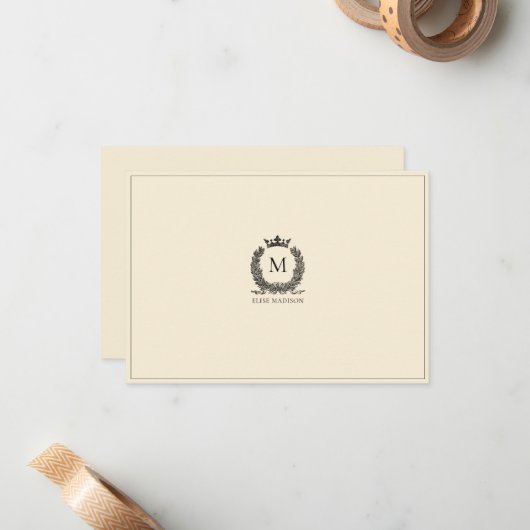 Aangepaste  Monogram kaart met grote afmetingen Notitiekaartje (Voorkant / Achterkant in situ)