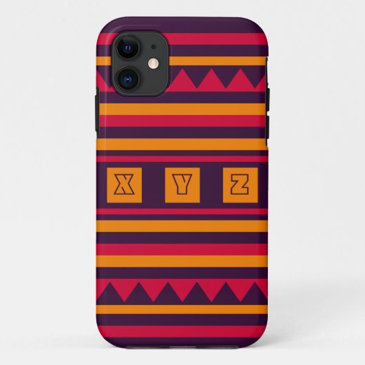 Aangepaste monogram kantelpatroon iPhone case (Achterkant)