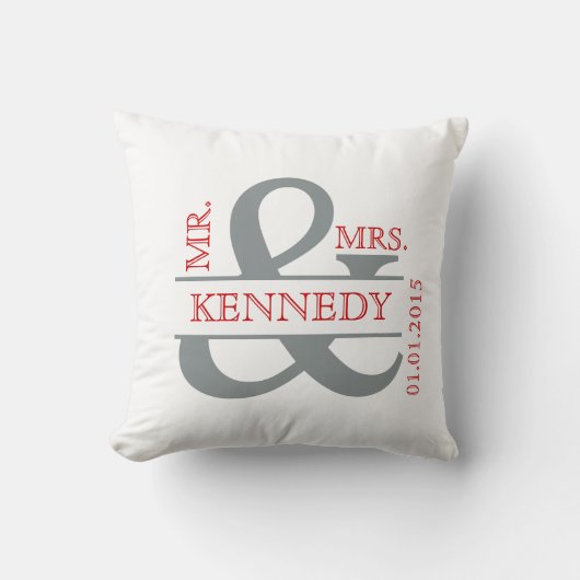 Aangepaste monogram keepaardse bruiloft kussen (Voorkant)
