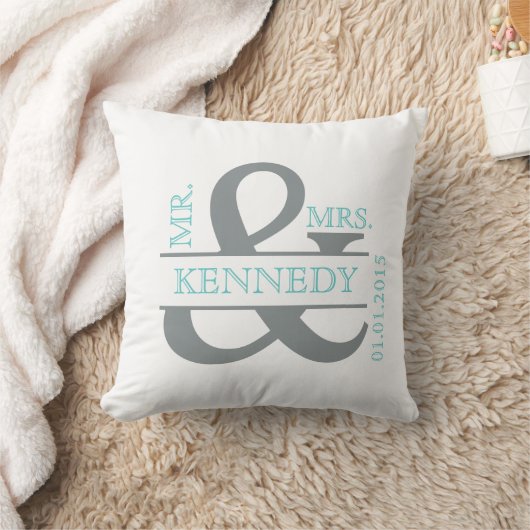 Aangepaste monogram keepaardse bruiloft kussen (Deken)