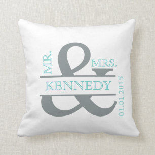 Aangepaste monogram keepaardse bruiloft kussen