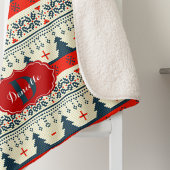 Aangepaste Monogram Kerst Feestelijke Patroon Vaka Sherpa Deken