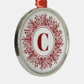 Aangepaste Monogram Kerst Metalen Ornament (Rechts)