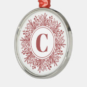 Aangepaste Monogram Kerst Metalen Ornament (Links)