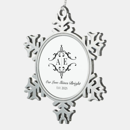 Aangepaste Monogram Kerstcadeau Ornament (Rechts)