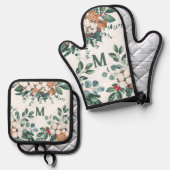 Aangepaste Monogram Kerstmis groen Ovenwant & Pannenlap Set (Voorkant / Achterkant)