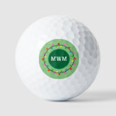 Aangepaste Monogram Kerstverlichting Golf Bal (Voorkant)