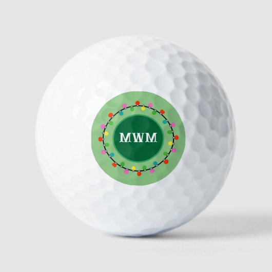 Aangepaste Monogram Kerstverlichting Golf Bal (Voorkant)