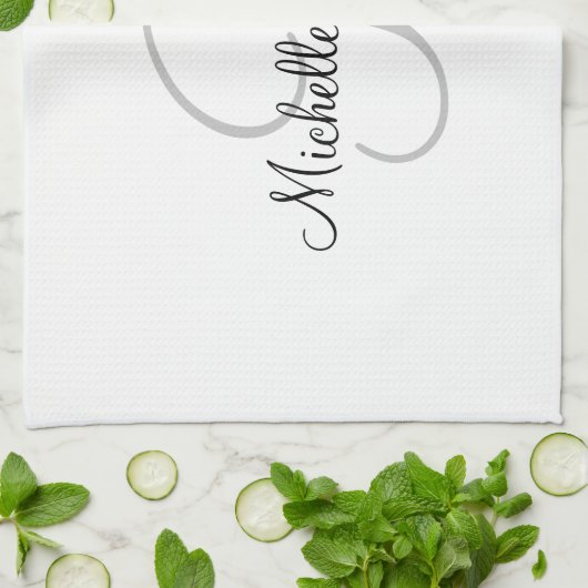Aangepaste monogram keukenhanddoek voor pasgetrouw (Gevouwen)